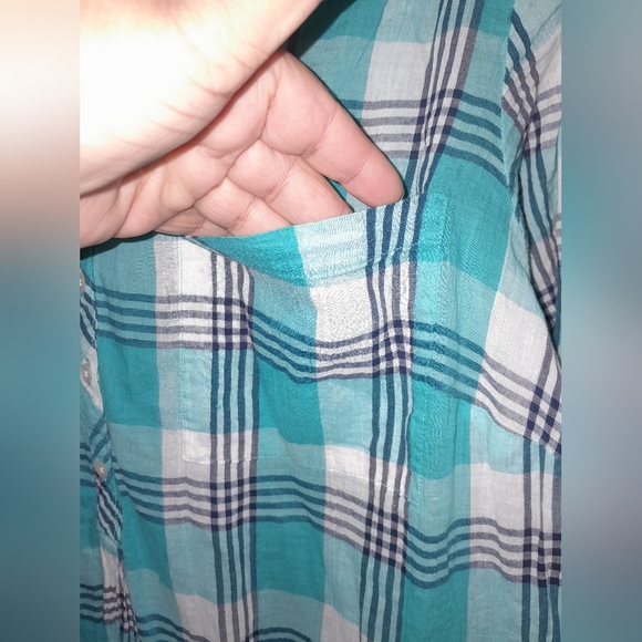 St John's bay women's light weight  plus size plaid blouse cotton size 2X - Picture 5 of 13